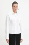 Košile Patrizia Pepe dámská, bílá barva, slim, s klasickým límcem, 8C0789 A043