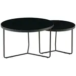 MID.YOU SADA KONFERENČNÍCH STOLKŮ, černá, kov, sklo, 60-80/60-80/44.5-49.5 cm