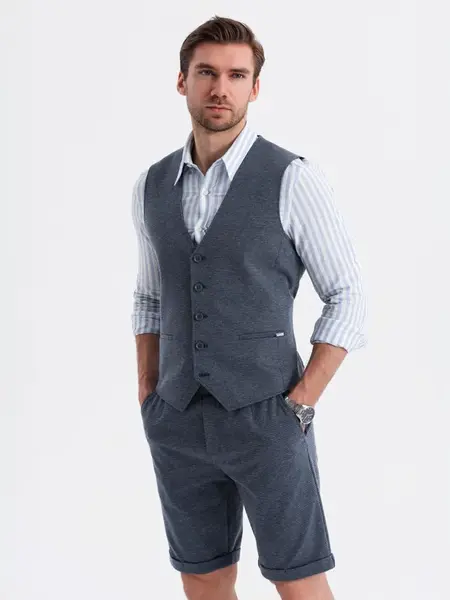 Ombre Men's elegant set suit vest + shorts
