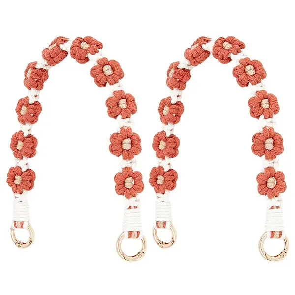 2Pcs Cotton Woven Flower Wrist Strap Lanyard