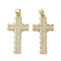 Brass Micro Pave Clear Cubic Zirconia Pendants