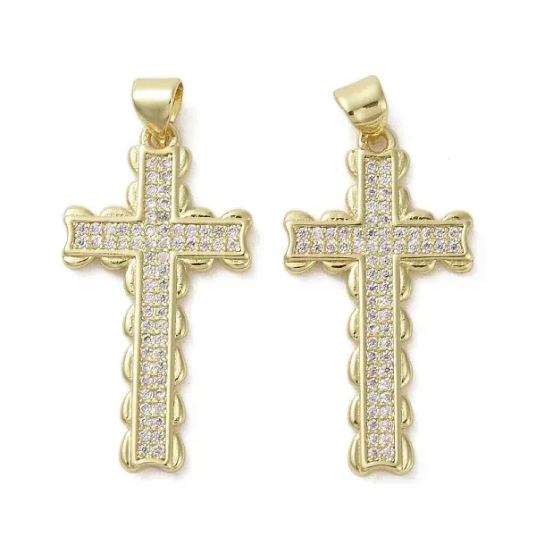 Brass Micro Pave Clear Cubic Zirconia Pendants