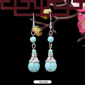 Teardrop Synthetic Turquoise & Alloy Dangle Earrings