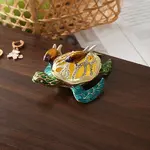 Turtle Alloy Rhinestone Metal Hinged Trinket Boxes
