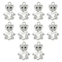 10Pcs Alloy Glass Pendants