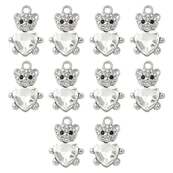 10Pcs Alloy Glass Pendants