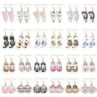 24 Pairs 316 Surgical Stainless Steel Cat Shape Dangle Earring