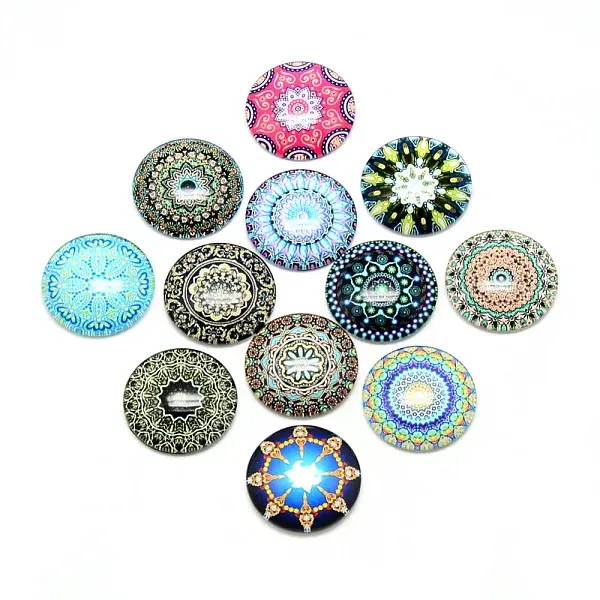 Printed Glass Flat Back Cabochons