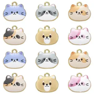 30Pcs 6 Styles Alloy Enamel Pendants