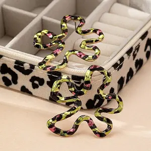 Flower with Leopard Print Alloy Stud Earrings