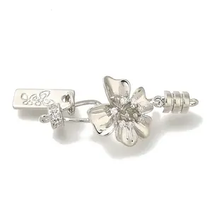 Brass Micro Pave Clear Cubic Zirconia Fold Over Clasps