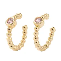 Brass Micro Pave Cubic Zirconia Cuff Earrings