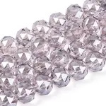 Electroplate Transparent Glass Round Beads Strands