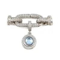 Flat Round Brass Micro Pave Cubic Zirconia Fold Over Clasps