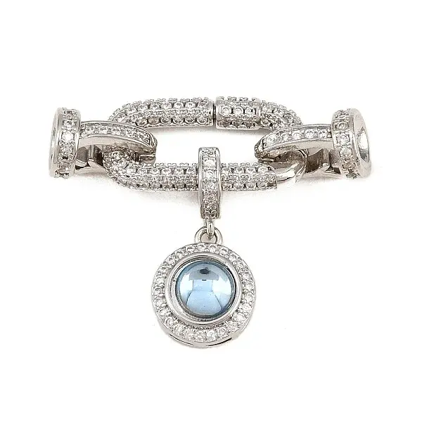 Flat Round Brass Micro Pave Cubic Zirconia Fold Over Clasps