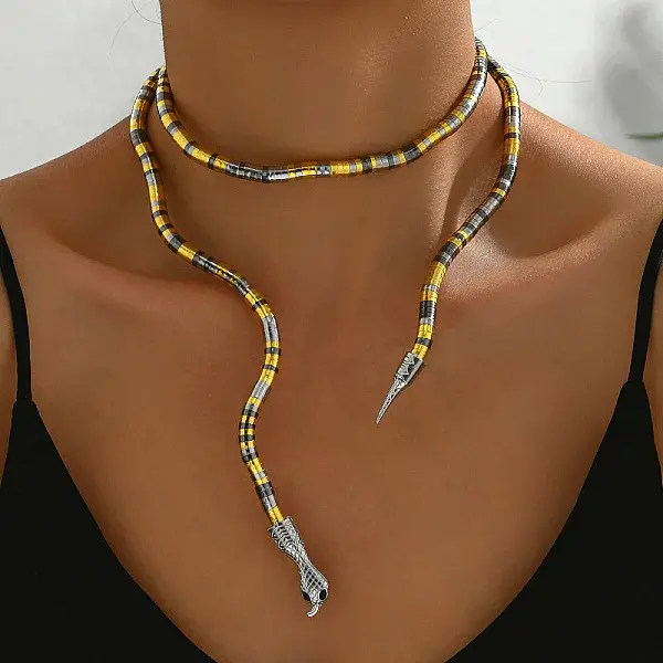 Iron Snake-Shaped Coil Choker Necklaces