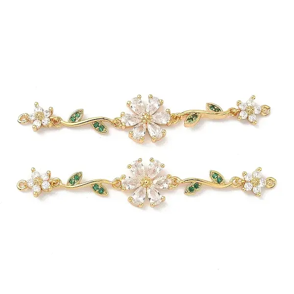 Brass Pave Cubic Zirconia Connector Charms