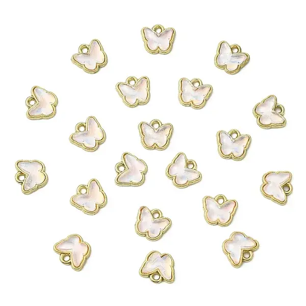 20Pcs Rack Plating Alloy Glass Charms