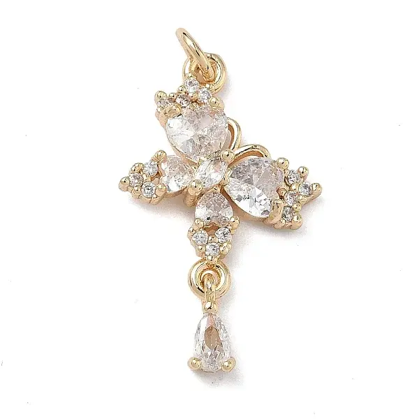 Brass Micro Pave Clear Cubic Zirconia Pendants