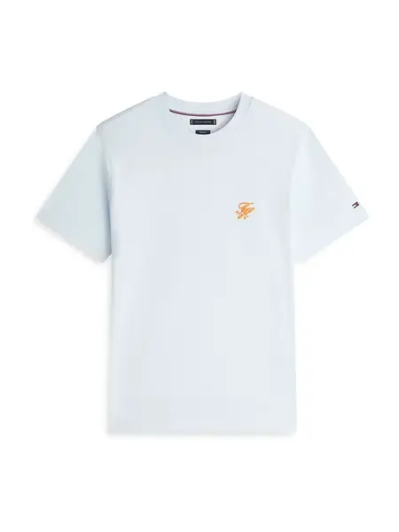 TOMMY HILFIGER Tričko  pastelovo modrá / oranžová