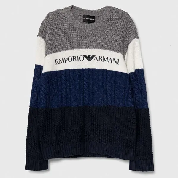 Dětský vlněný svetr Emporio Armani šedá barva