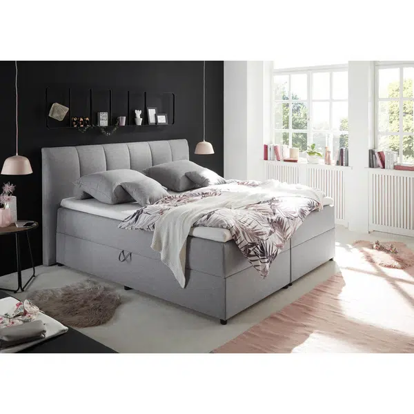 MID.YOU POSTEL BOXSPRING, 180/200 cm, šedá