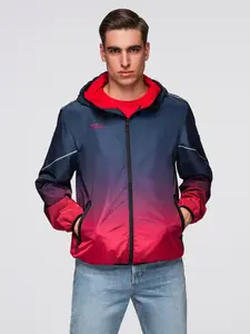 Men's ombre sports jacket with reflectors and fleece lining