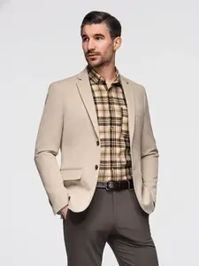 Ombre Elegant men's SLIM FIT jacket with rayon - beige