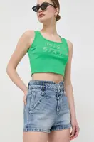 Bavlněné riflové kraťasy Miss Sixty hladké, high waist