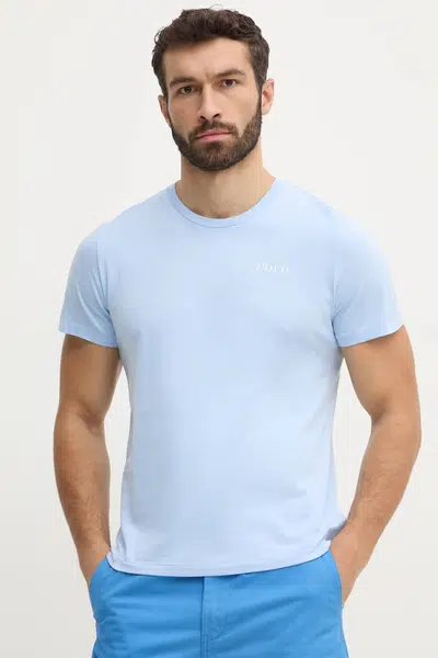 Bavlněné tričko Polo Ralph Lauren modrá barva, s potiskem