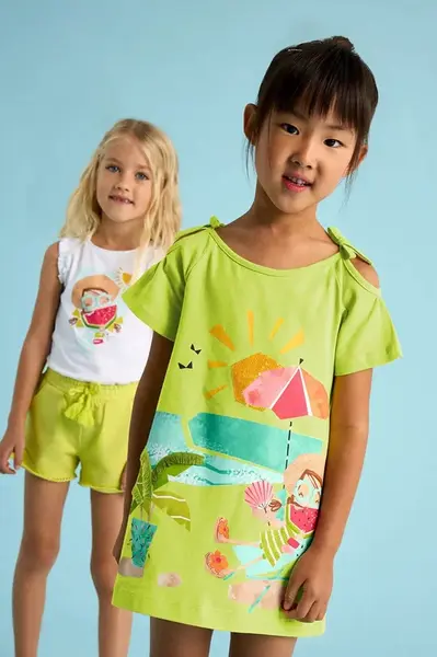 Dívčí šaty Mayoral zelená barva, mini, 3963