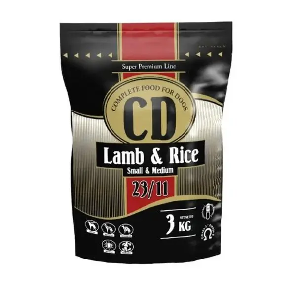 DELIKAN CD Adult Small and Medium 23/11 Lamb and Rice 3kg Kompletné superprémiové krmivo s jahňacím mäsom a ryžou pre psy stredných a malých plemien