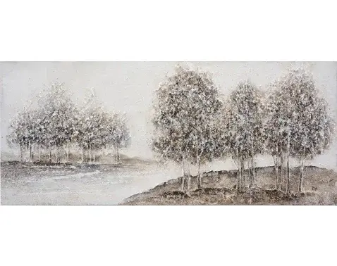 Ručne maľovaný obraz Zimný pokoj v krajine 140x60 cm, olejomaľba%