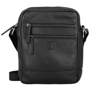 Pánská kožená crossbody taška černá - Bellugio Tiber