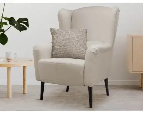 Kreslo ušiak Canto, svetlo béžová tkanina%