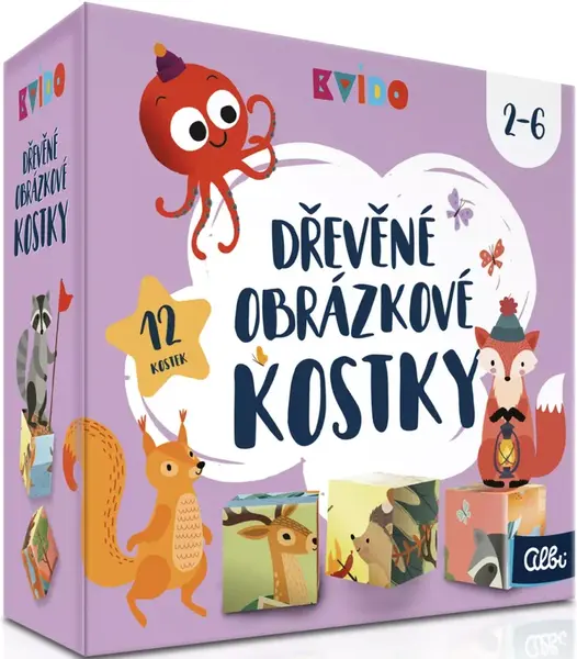 Kvído - Dřevěné obrázkové kostky (poškozená)