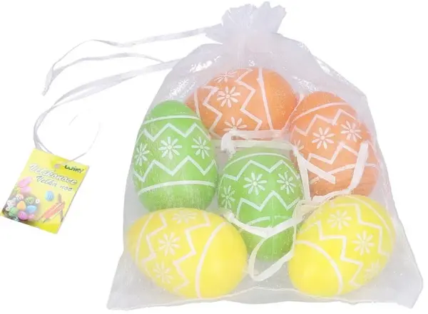 Vajíčko W044996 dekorační plastové různé barvy 4x6 cm, 6 ks