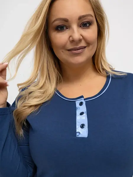 Tmavomodré dámske pyžamo z bavlny