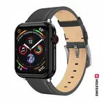 Swissten řemínek pro Apple Watch kožený 42 / 44 / 45 / 49 mm, černá (stříbrná spona a stříbrné poutko)