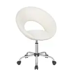 Carryhome OTOČNÁ ŽIDLE PRO MLÁDEŽ, vzhled kůže, bílá, barvy chromu