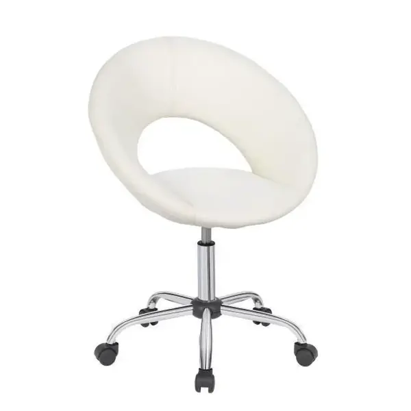 Carryhome OTOČNÁ ŽIDLE PRO MLÁDEŽ, vzhled kůže, bílá, barvy chromu