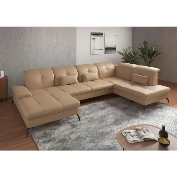 Sit & More SEDACÍ SOUPRAVA, textil, kůže, cappuccino