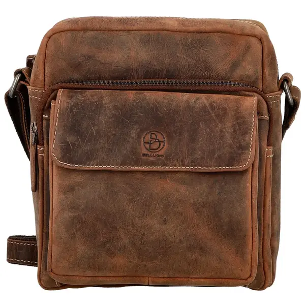Trendy pánská kožená crossbody taška Bellugio Lorain, hnědá
