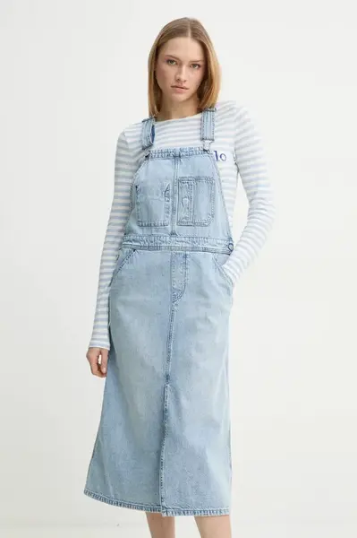 Džínové šaty G-Star modrá barva, midi