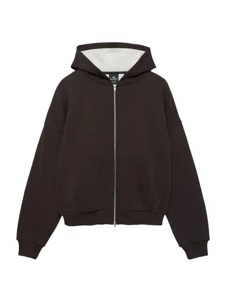 Pull&Bear Tepláková bunda  hnedá / oranžová / červená / biela