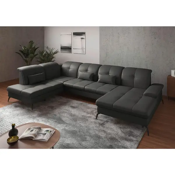 Sit & More SEDACÍ SOUPRAVA, textil, kůže, antracitová