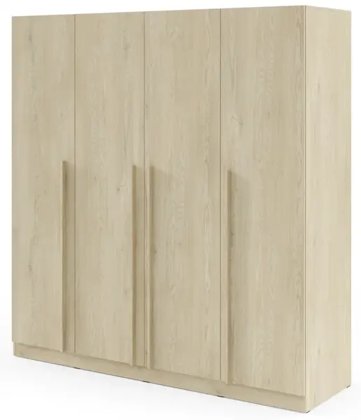 Štvordverová šatníková skriňa so zásuvkami arturo – krémový dub