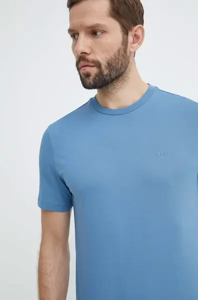 Bavlněné tričko BOSS Thompson 01 modrá barva, 50468347