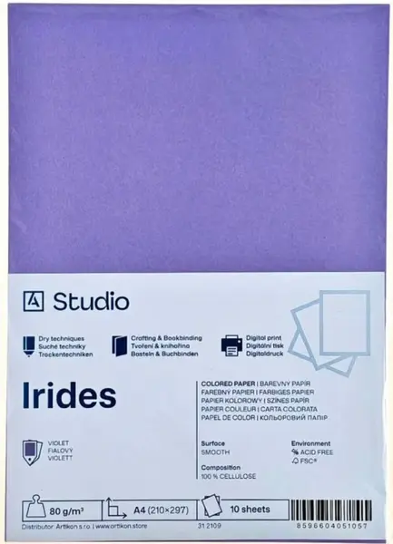 Barevný papír A4 80g Irides – fialový 10 listů