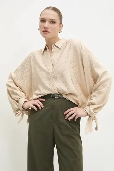 Košile Answear.LAB dámská, béžová barva, relaxed, s klasickým límcem